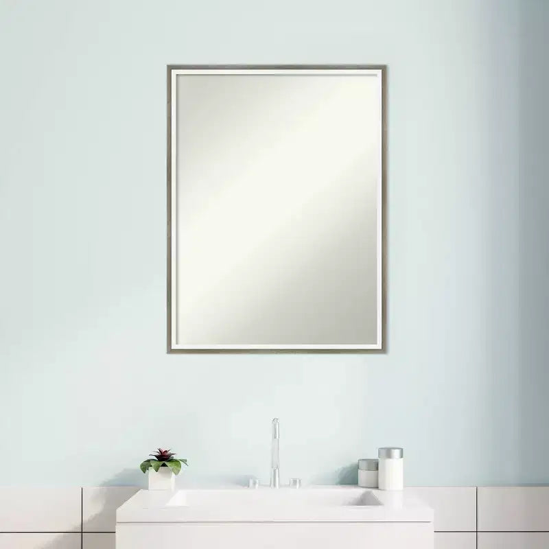 Miroir mural de salle de bain en bois non biseauté argenté