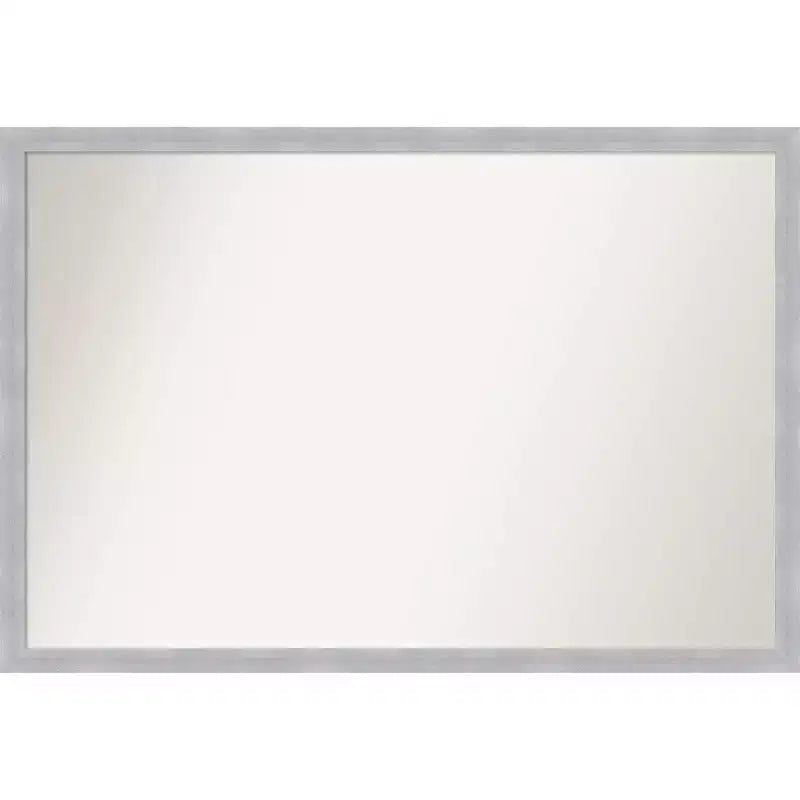 38" x 26" Non-Beveled Grace Narrow Bathroom Wall Mirror Brushed Nickel - Amanti Art: Modern Rectangle, Wall Mount