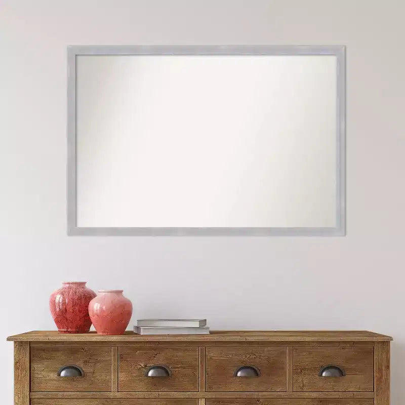 Miroir mural étroit de salle de bain non biseauté, nickel brossé
