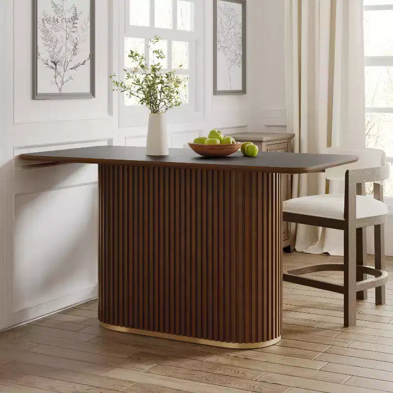 Table de comptoir sur pied en bois de style Mid-Century Modern