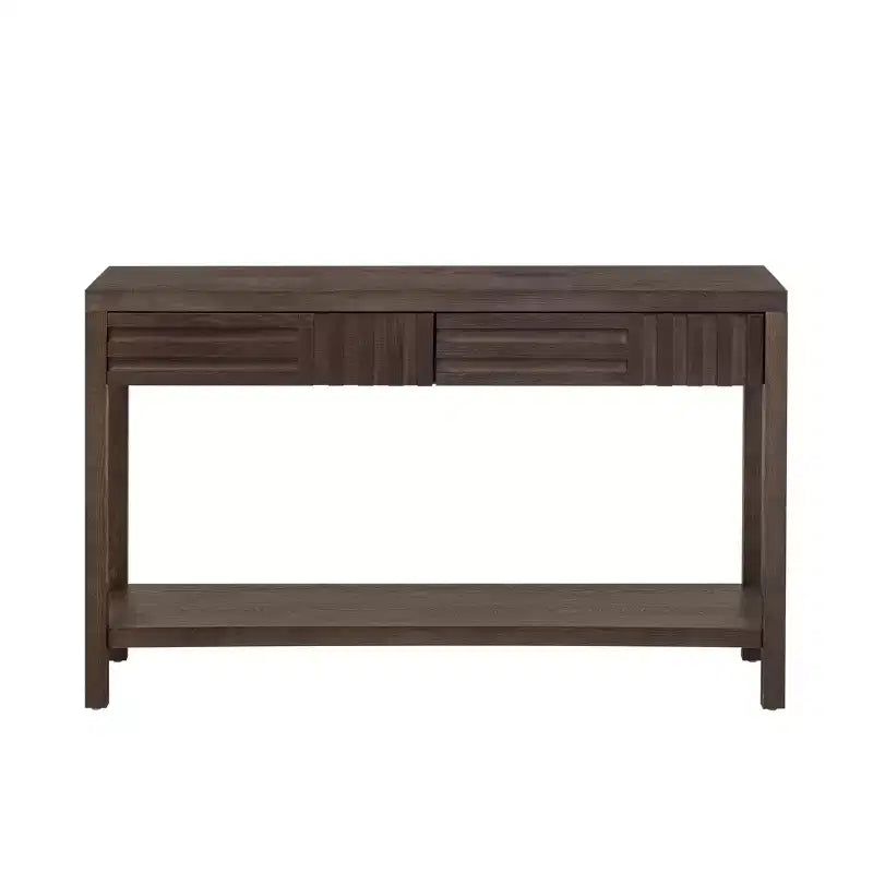 Console moderne en placage de frêne avec tiroirs et étagère ouverte