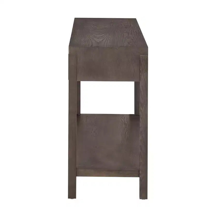 Console moderne en placage de frêne avec tiroirs et étagère ouverte