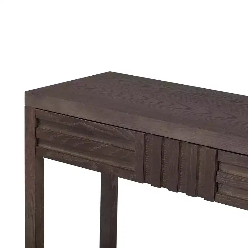 Console moderne en placage de frêne avec tiroirs et étagère ouverte