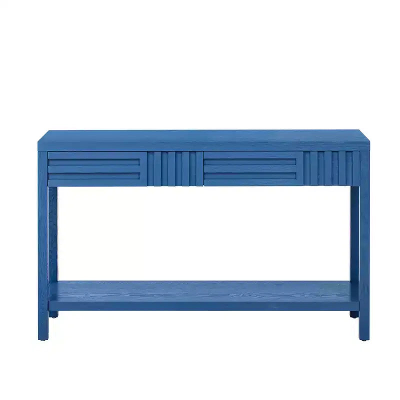 Console moderne en placage de frêne avec tiroirs et étagère ouverte