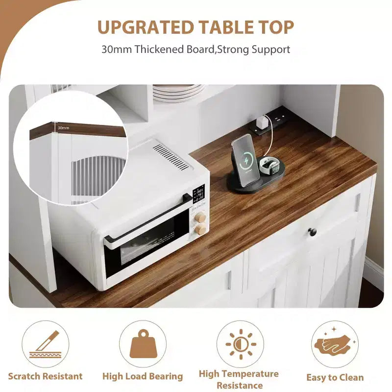 Armoire de cuisine, armoire de rangement haute avec support micro-ondes