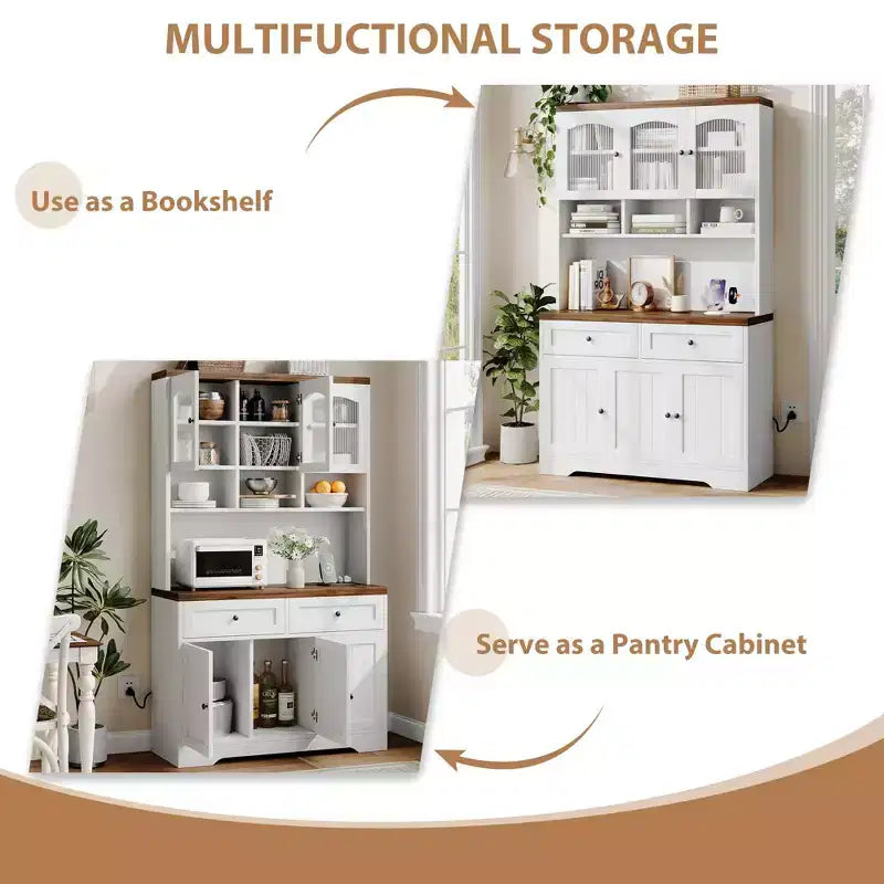 Armoire de cuisine, armoire de rangement haute avec support micro-ondes