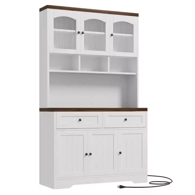 Armoire de cuisine, armoire de rangement haute avec support micro-ondes