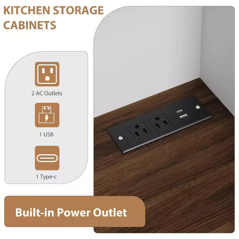Armoire de cuisine, armoire de rangement haute avec support micro-ondes
