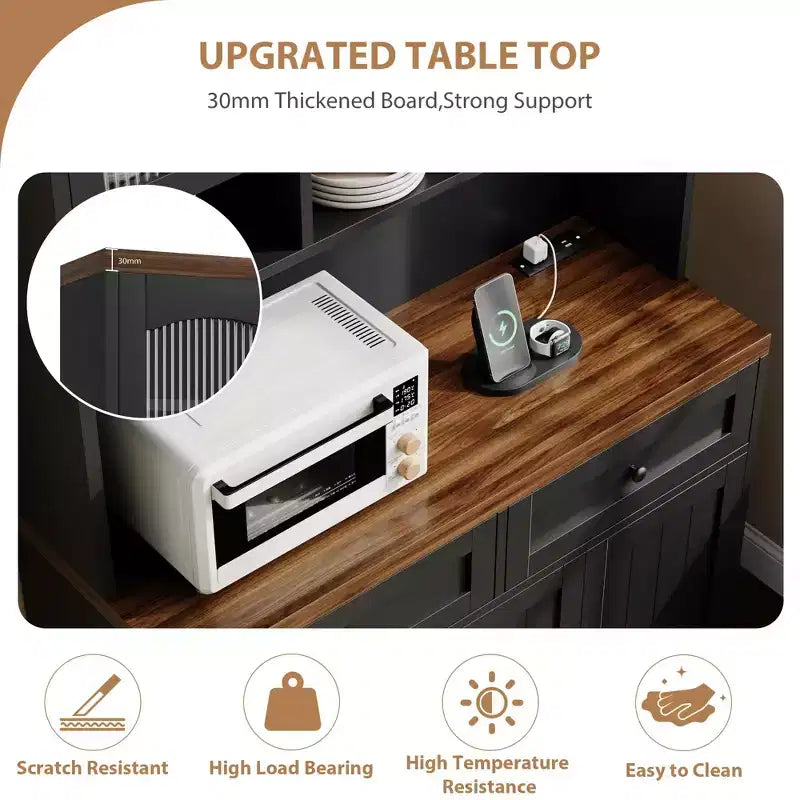 Armoire de cuisine, armoire de rangement haute avec support micro-ondes