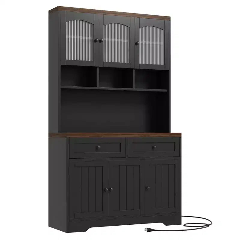 Armoire de cuisine, armoire de rangement haute avec support micro-ondes