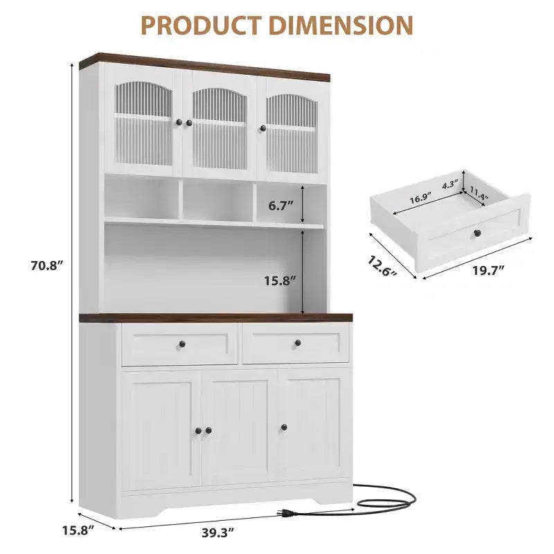 Armoire de cuisine, armoire de rangement haute avec support micro-ondes