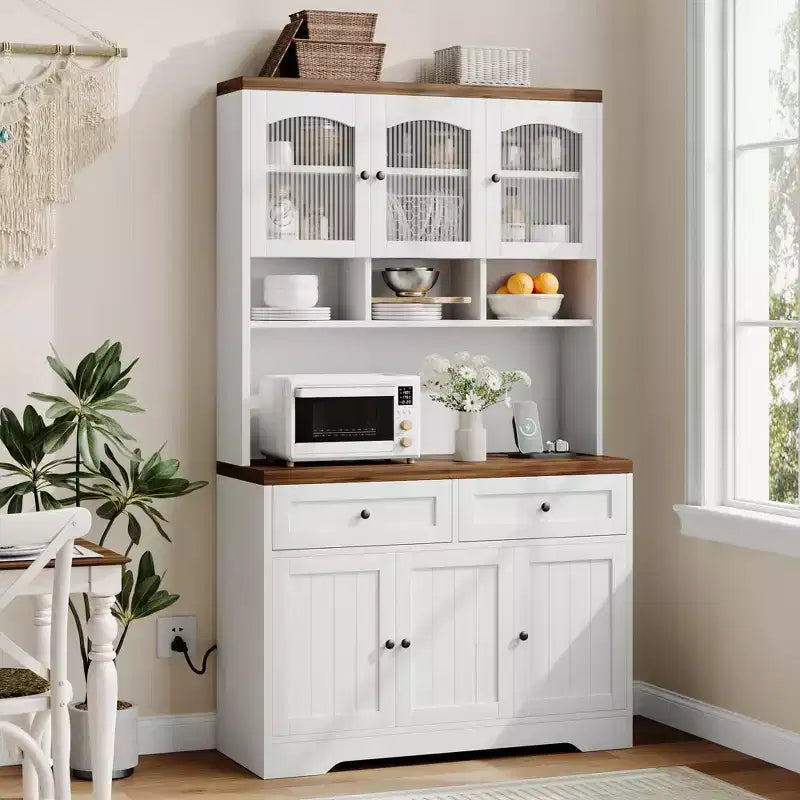 Armoire de cuisine, armoire de rangement haute avec support micro-ondes