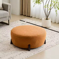 Pouf rond Boucle, repose-pieds moderne avec pieds en bois d'hévéa