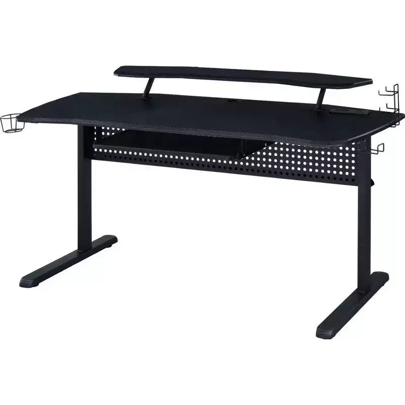 Table de jeu avec prise USB et support de casque, noire