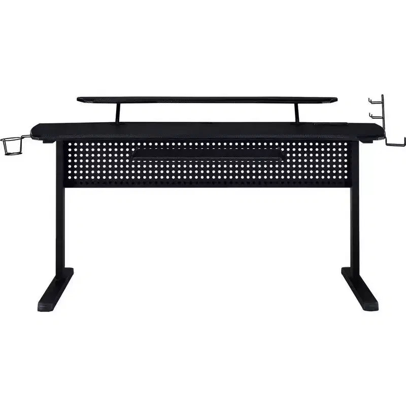 Table de jeu avec prise USB et support de casque, noire