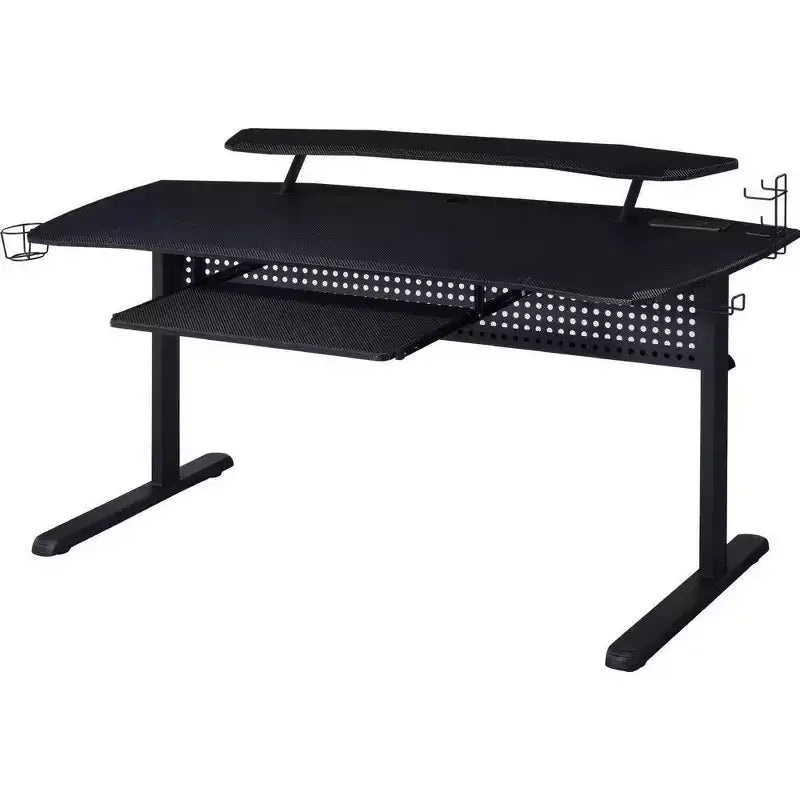 Table de jeu avec prise USB et support de casque, noire