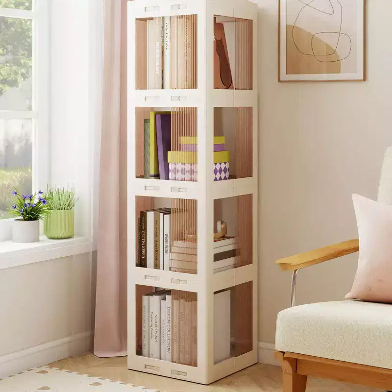 Bibliothèque tournante à 360° avec base pivotante, étagère rotative à 4 niveaux pour le bureau