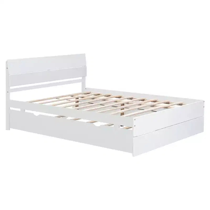 Cadre de lit double moderne avec lit gigogne simple et 2 tiroirs