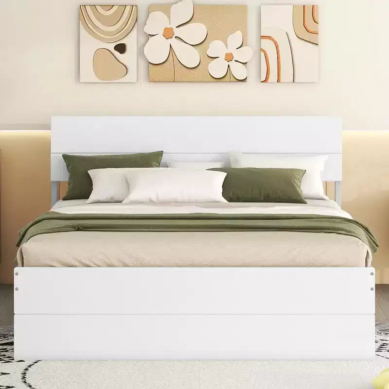 Cadre de lit double moderne avec lit gigogne simple et 2 tiroirs