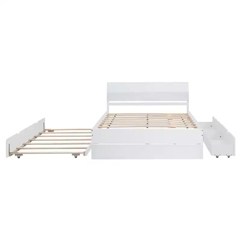 Cadre de lit double moderne avec lit gigogne simple et 2 tiroirs