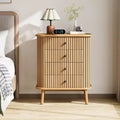 Commode à 4 tiroirs à grain vertical, commode moderne en MDF avec pieds en bois