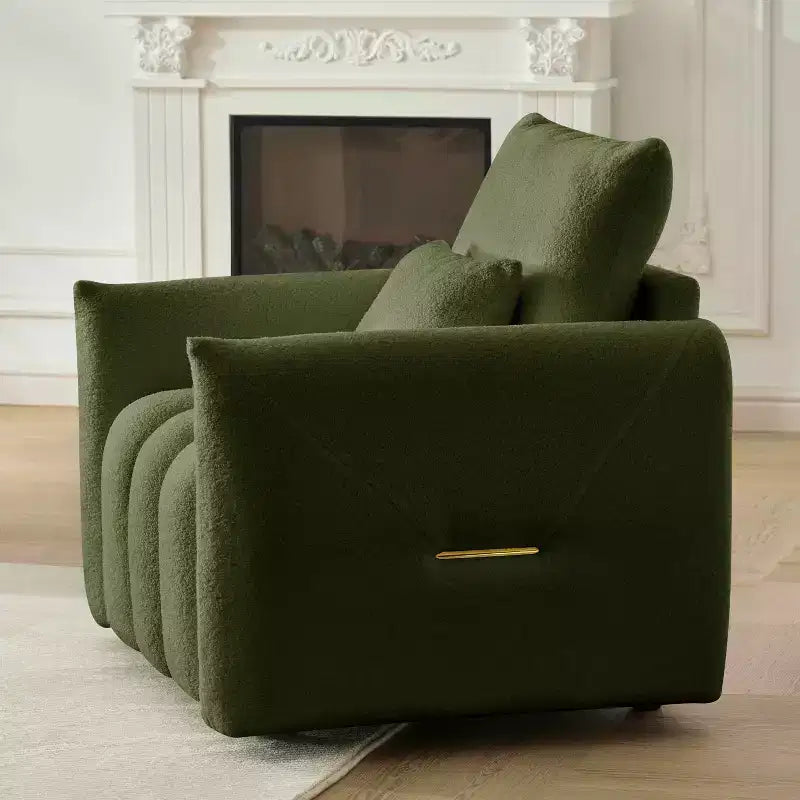 Canapé en tissu Teddy, Fauteuil de salon moderne capitonné