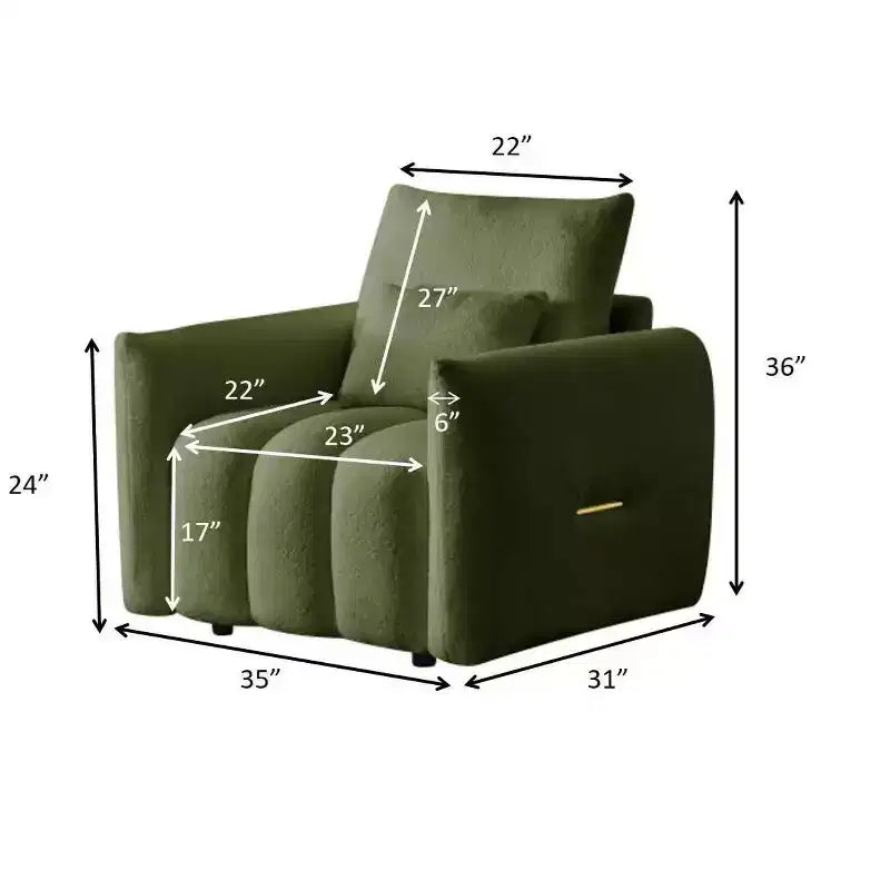 Canapé en tissu Teddy, Fauteuil de salon moderne capitonné