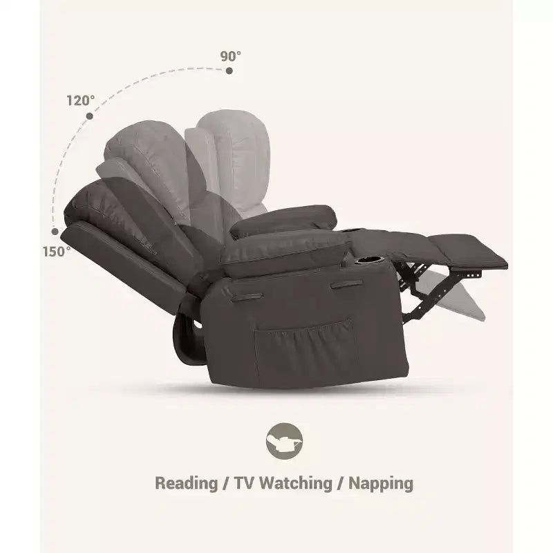 Fauteuil inclinable surdimensionné 27, canapé individuel en cuir PU avec pochette latérale