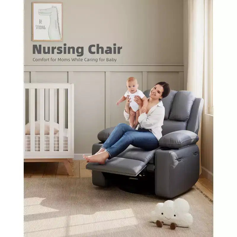 Fauteuil inclinable surdimensionné 27, canapé individuel en cuir PU avec pochette latérale
