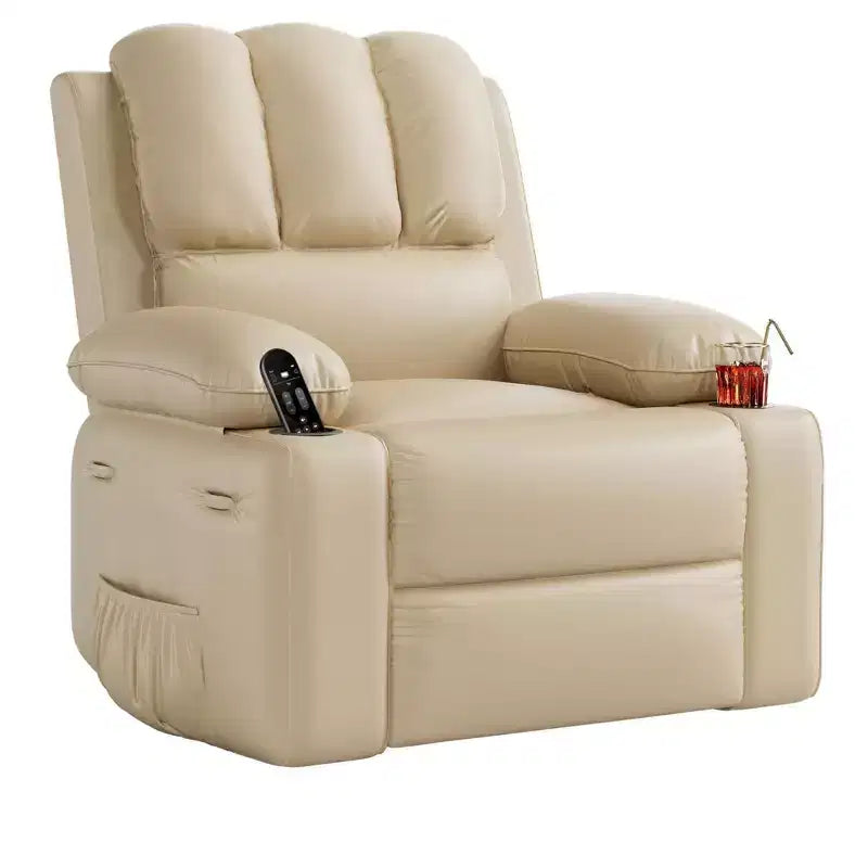 Fauteuil inclinable surdimensionné 27, canapé individuel en cuir PU avec pochette latérale