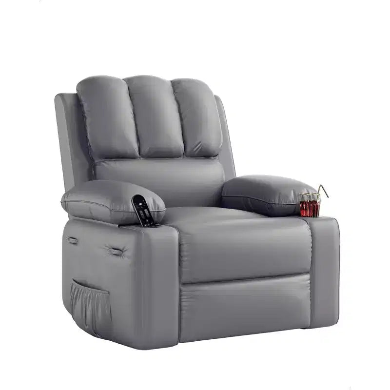 Fauteuil inclinable surdimensionné 27, canapé individuel en cuir PU avec pochette latérale