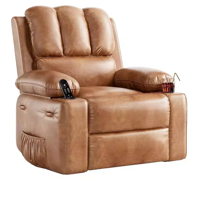 Fauteuil inclinable surdimensionné 27, canapé individuel en cuir PU avec pochette latérale