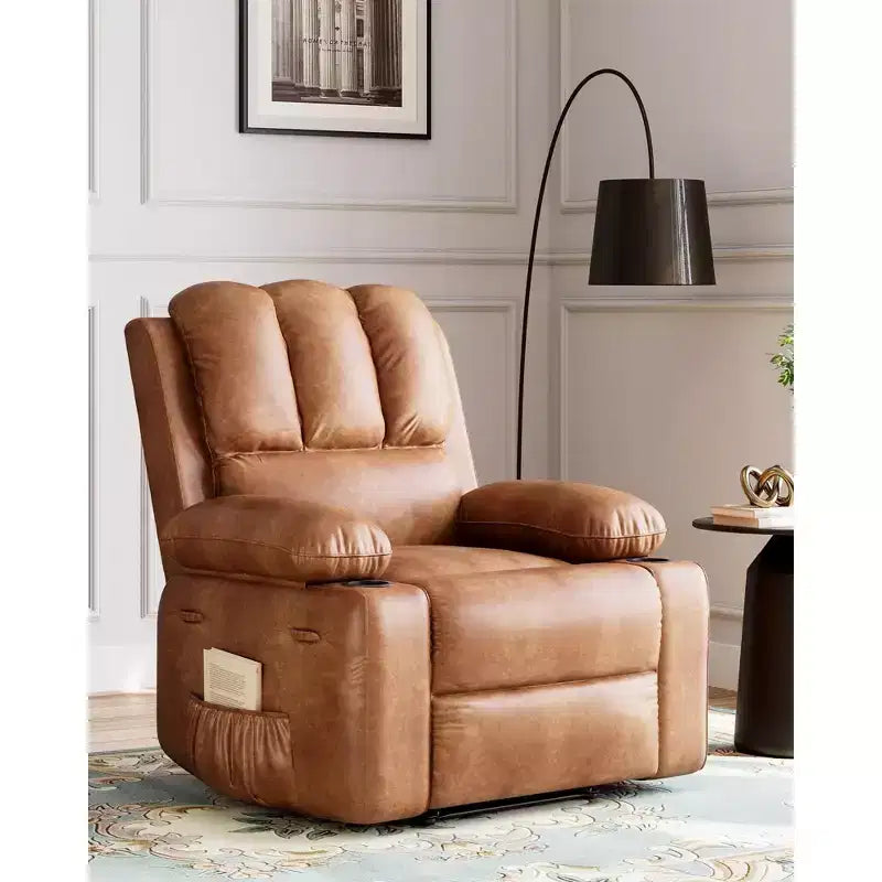 Fauteuil inclinable surdimensionné 27, canapé individuel en cuir PU avec pochette latérale
