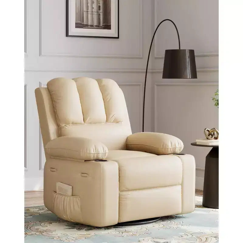 Fauteuil inclinable surdimensionné 27, canapé individuel en cuir PU avec pochette latérale