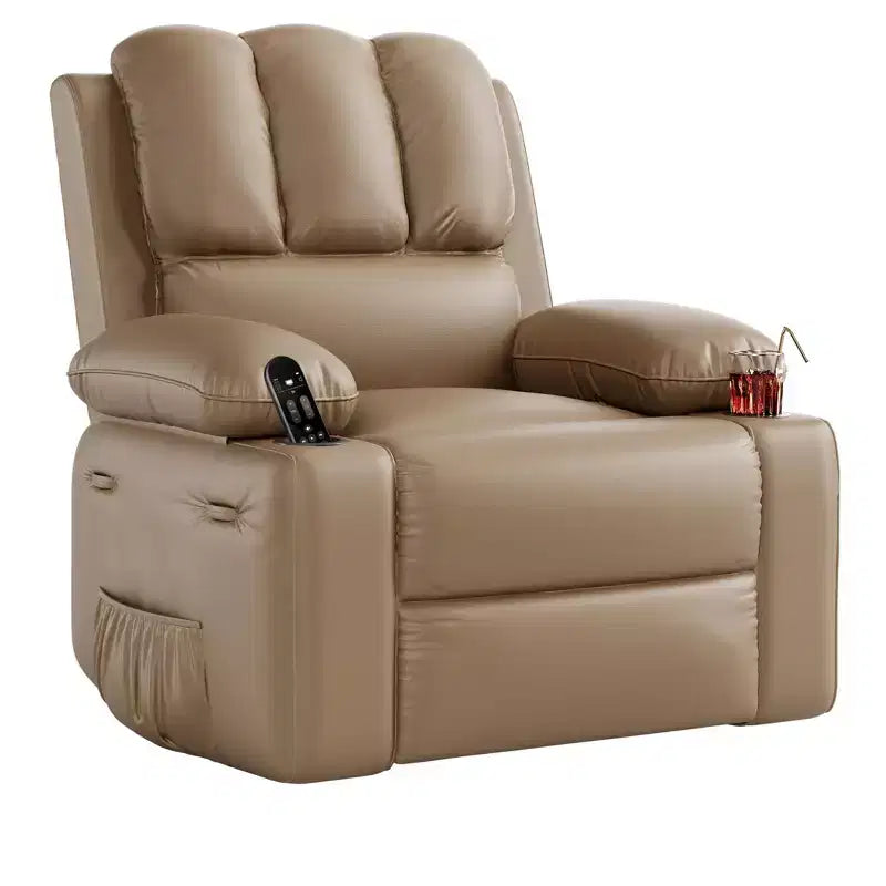 Fauteuil inclinable surdimensionné 27, canapé individuel en cuir PU avec pochette latérale