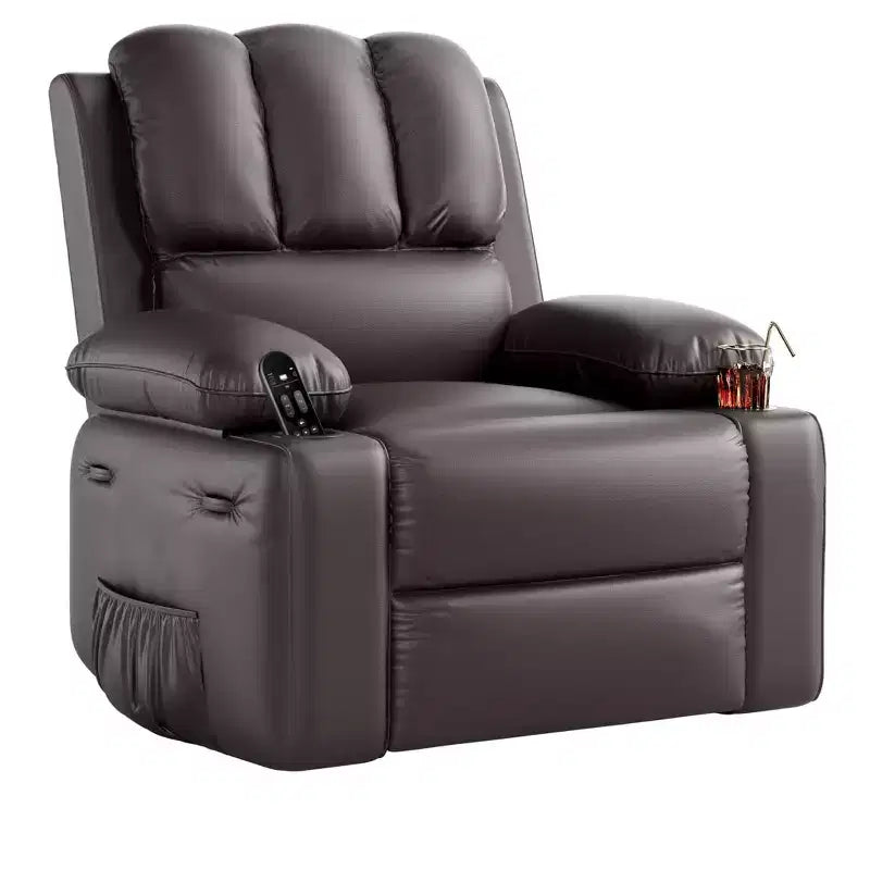 Fauteuil inclinable surdimensionné 27, canapé individuel en cuir PU avec pochette latérale