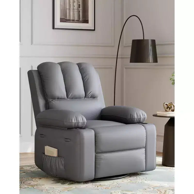 Fauteuil inclinable surdimensionné 27, canapé individuel en cuir PU avec pochette latérale