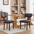 Dining Chairs Set of 2, Modern Leather Upholstered Kitchen Chairs with Hardwood Frame, 265lbs Weight Capacity, Easy Clean, Ergonomic Curved Backrest