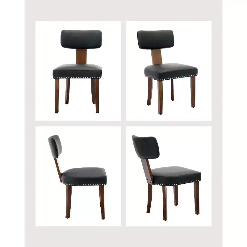 Chaises de salle à manger modernes en cuir rembourrées avec cadre en bois dur