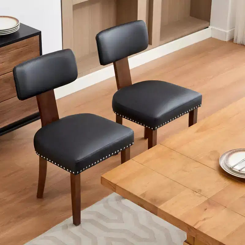 Chaises de salle à manger modernes en cuir rembourrées avec cadre en bois dur