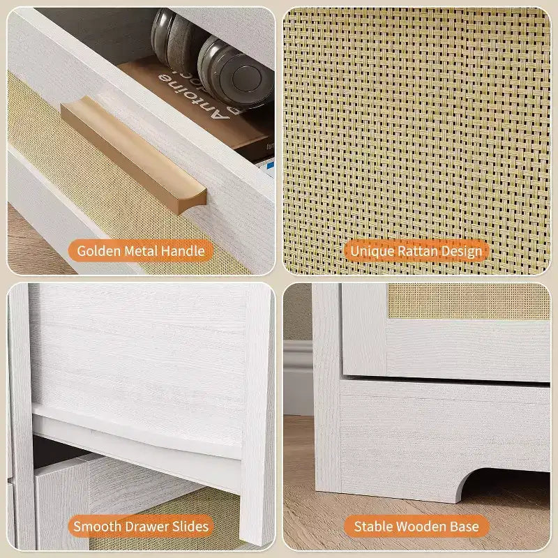 Commode 12 tiroirs, commode moderne avec poignées en bois