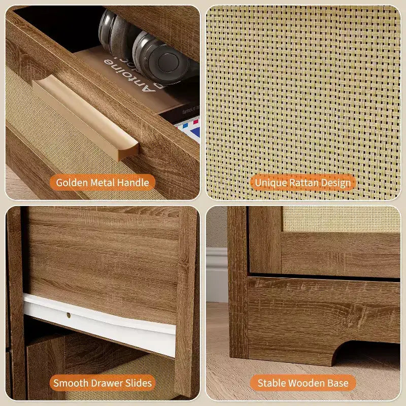 Commode 12 tiroirs, commode moderne avec poignées en bois
