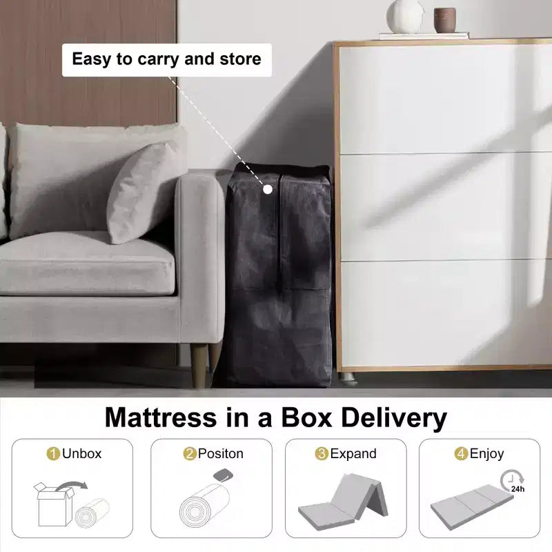 Matelas en mousse à mémoire de forme pliable en trois, soutien ferme, lit pliant portable