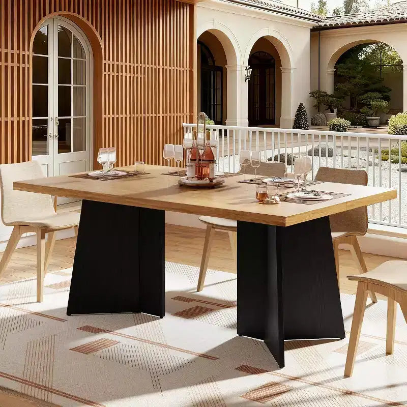 Table à manger pour 6-8 personnes, 160 cm, table de cuisine moderne et longue avec grand plateau