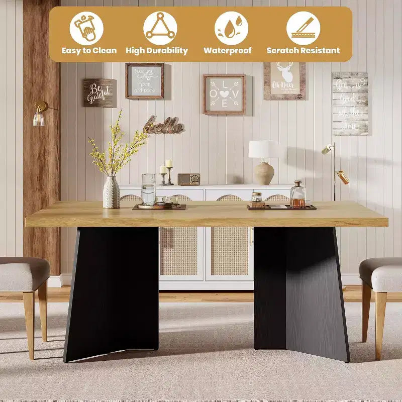 Table à manger pour 6-8 personnes, 160 cm, table de cuisine moderne et longue avec grand plateau