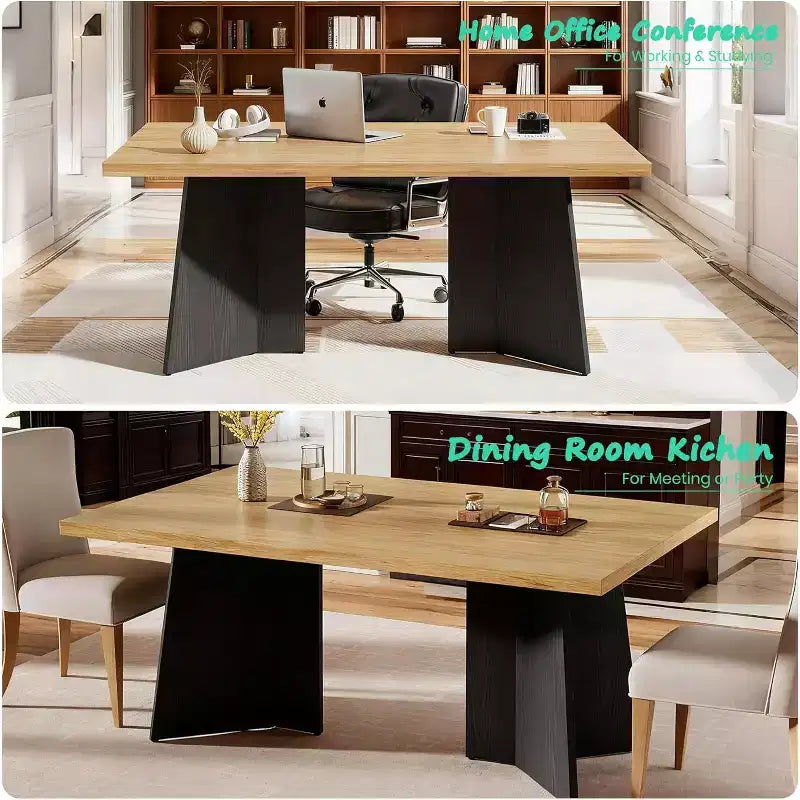 Table à manger pour 6-8 personnes, 160 cm, table de cuisine moderne et longue avec grand plateau