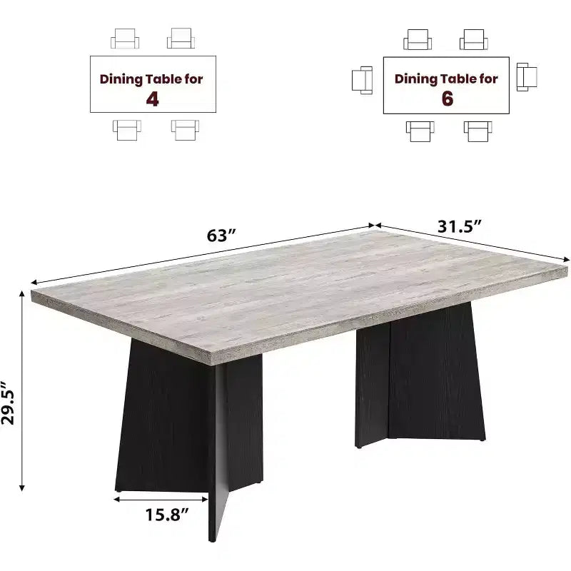Table à manger pour 6-8 personnes, 160 cm, table de cuisine moderne et longue avec grand plateau