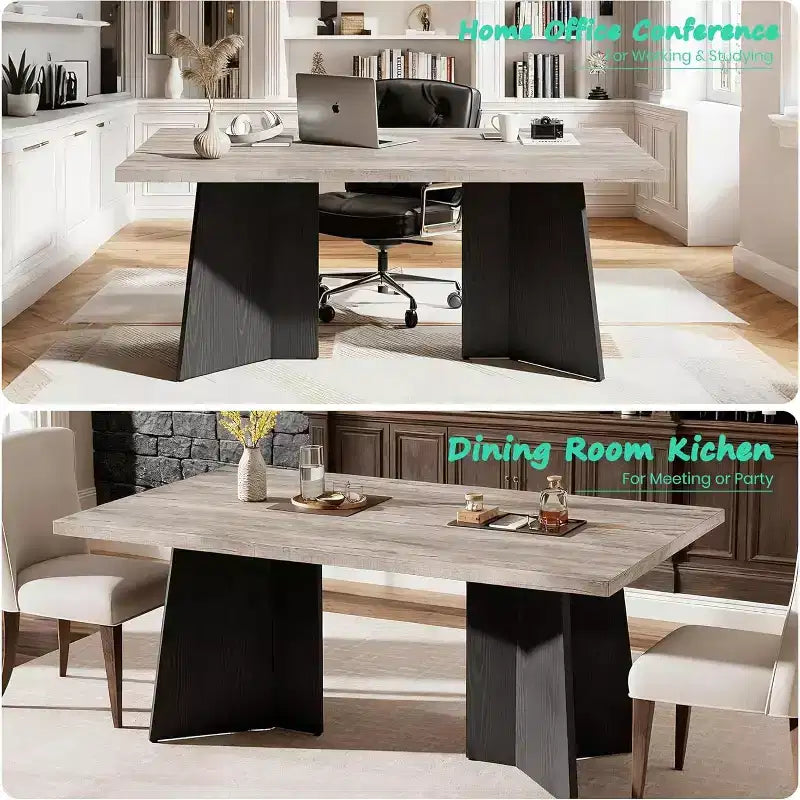 Table à manger pour 6-8 personnes, 160 cm, table de cuisine moderne et longue avec grand plateau