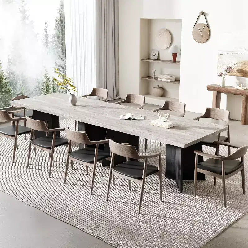 Table à manger pour 6-8 personnes, 160 cm, table de cuisine moderne et longue avec grand plateau