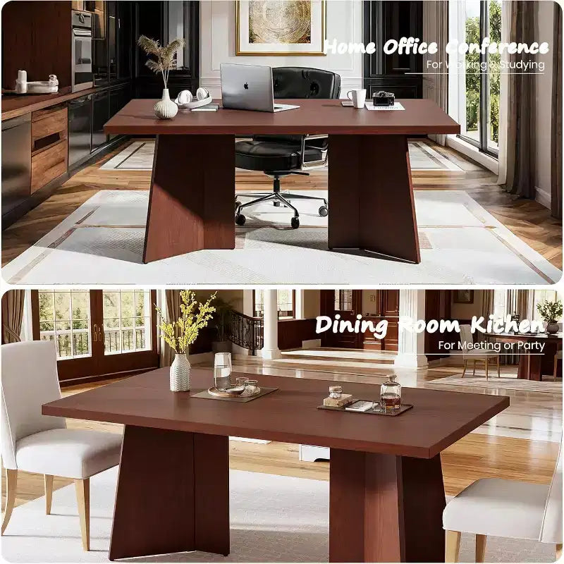 Table à manger pour 6-8 personnes, 160 cm, table de cuisine moderne et longue avec grand plateau